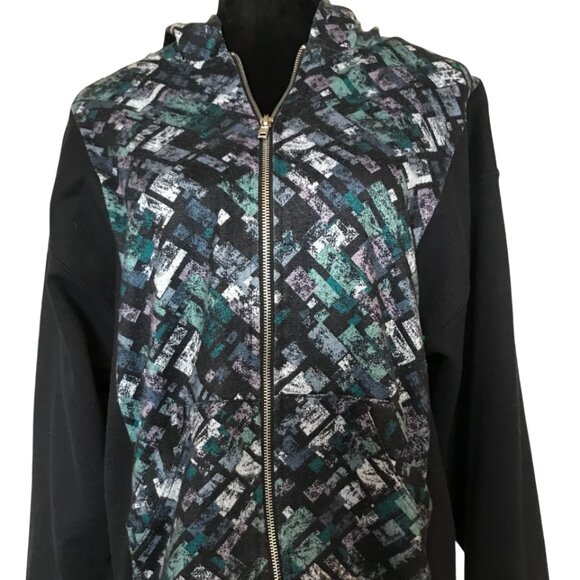 Upcycled Zippered Hoodie, M: Zip-Up Jacket, Campus Sweatshirt, Hipster Grunge - Picture 10 of 11